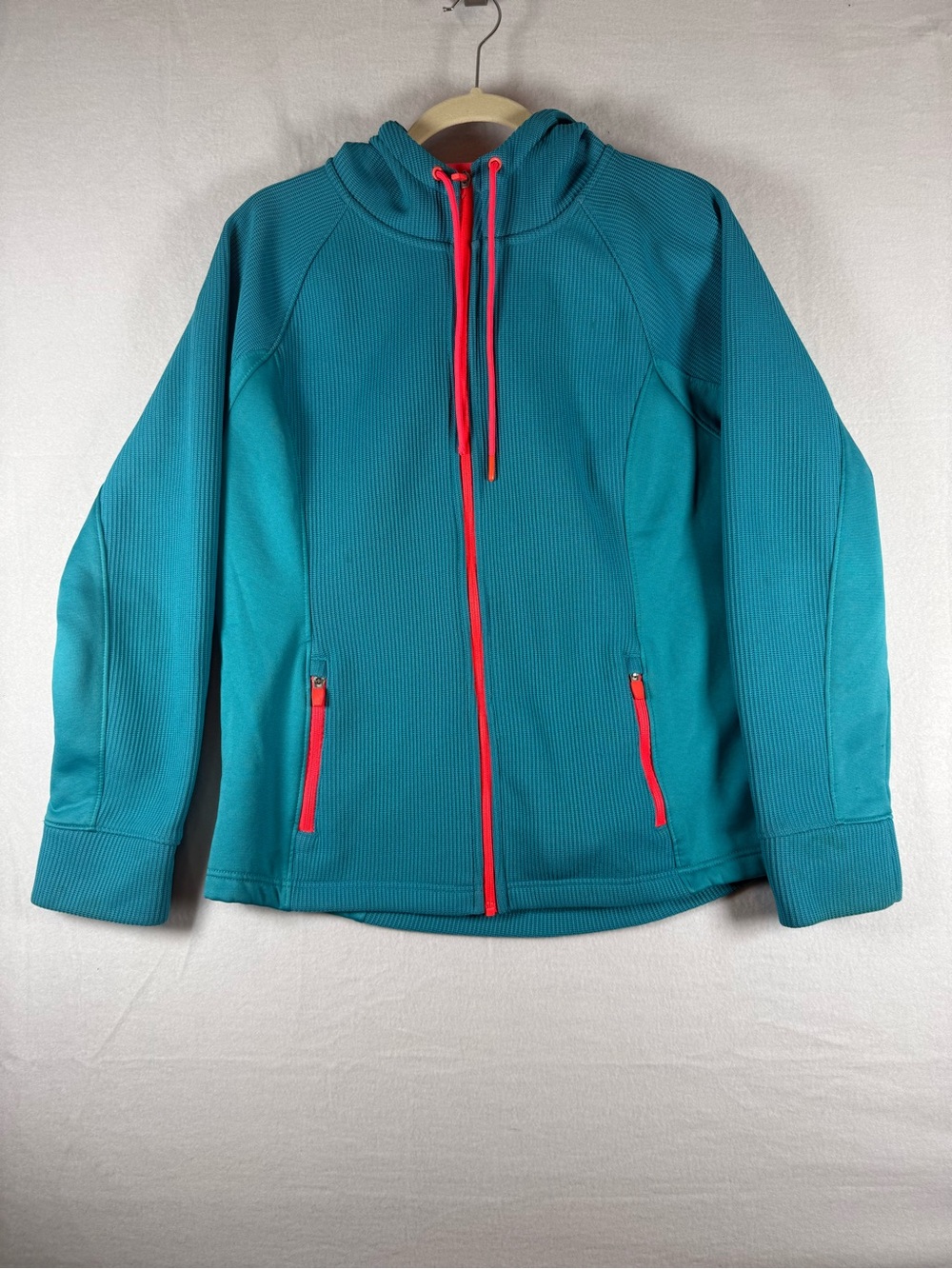 Swiss Tech Zip-up Hoodie with Fleece Lining Turquoise and Pink Size X-Large